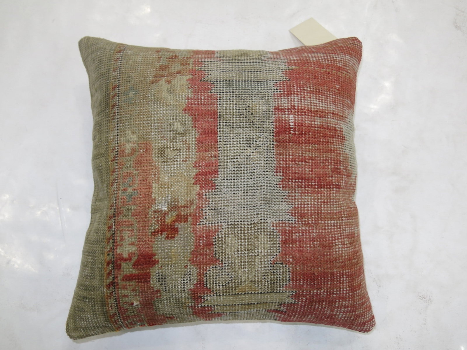 Antique Ghiordes Rug Pillow Turkish Column Design 1' 5" x 1' 6" (1 of 2)