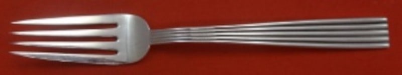 Buccellati Tiber Sterling Silver 8 Inch Dinner Fork Italy: Buccellati Tiber Sterling Silver 8 Inch Dinner Fork Italy Sterling silver dinner fork in the Tiber pattern by Buccellati. Made in Italy, this pre-owned piece is not monogrammed and is in excellent con