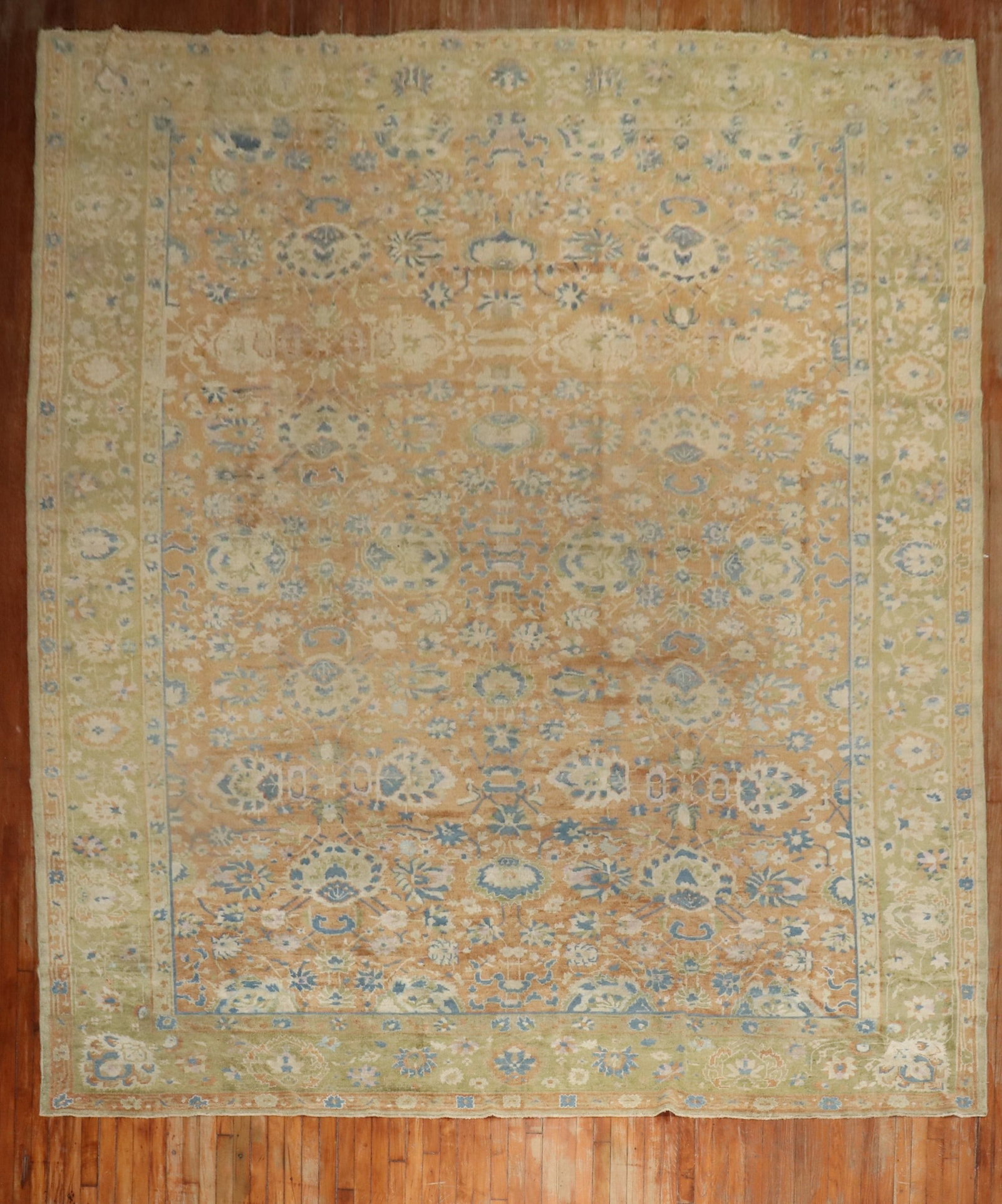 10' 9" x 16' 2" Oversize Chinese Rug Sultanabad Design: 10' 9" x 16' 2" Oversize Chinese Rug Sultanabad Design Early 20th-century oversize Chinese rug featuring an all-over Sultanabad-inspired design on a faded peach field with brown, light blue, green, an