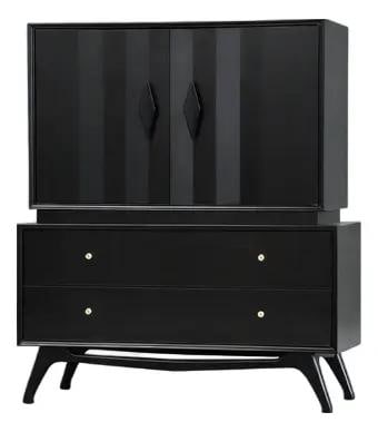 Mid Century Walnut Dresser in Black Lacquer 41.5 x 19 x 51 (1 of 9)