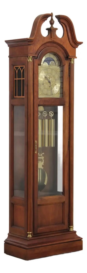 Cherry Wood Hall Clock Howard Miller Moon Dial 83h (1 of 10)