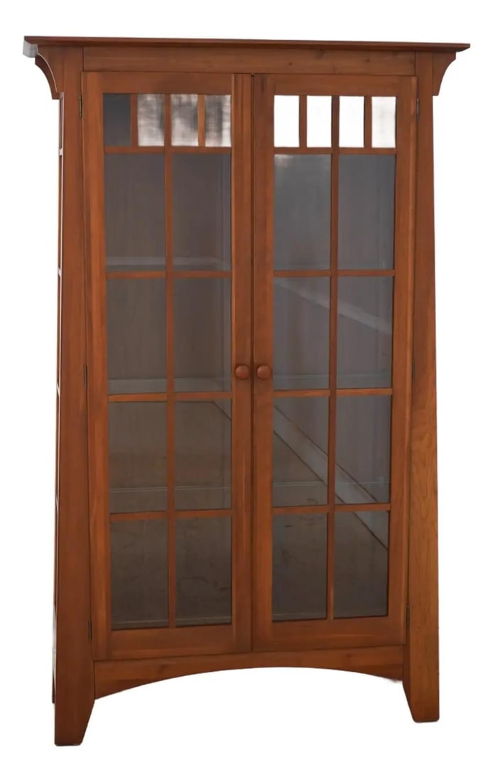 Cherry Wood Display Cabinet Ethan Allen American Impressions Lighted Interior (1 of 10)
