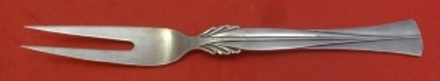 Frigast Queen Christina Sterling Silver 2-Tine Cold Meat Fork 8 7/8 Inches: Frigast Queen Christina Sterling Silver 2-Tine Cold Meat Fork 8 7/8 Inches This elegant serving fork features the Queen Christina aka Wings pattern by Frigast, showcasing exquisite craftsmanship in st