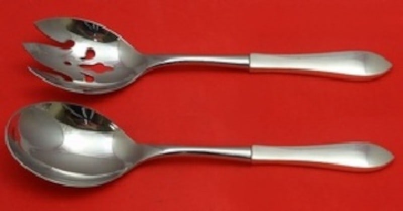Watson Old Colony Sterling Silver Salad Serving Set 2pc 11": Watson Old Colony Sterling Silver Salad Serving Set 2pc 11" Elevate your dining experience with this exquisite 2-piece Salad Serving Set from the renowned Old Colony pattern by Watson. Crafted from hi
