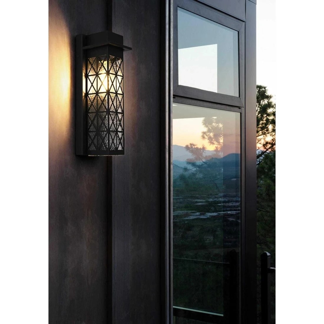 Wildey Black Iron Glass Outdoor Wall Sconce 15 Inch (1 of 9)