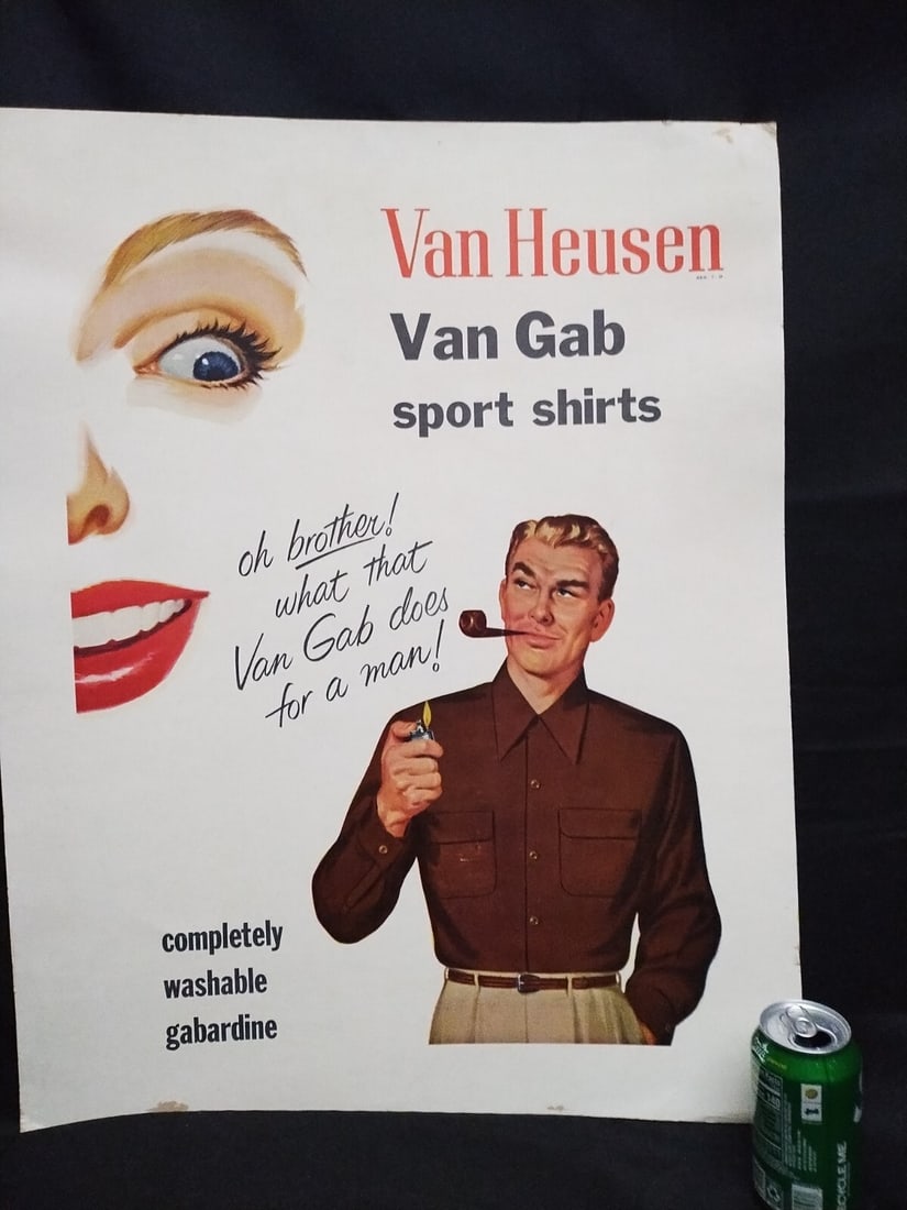 Van Heusen Sport Shirt cardboard advertising sign 19x28 1950s (1 of 7)