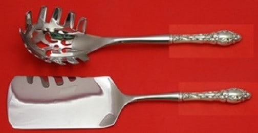 Gorham Virginiana Sterling Silver 2pc Serving Set Italian Custom: Gorham Virginiana Sterling Silver 2pc Serving Set Italian Custom Elevate your dining experience with this exquisite 2-piece serving set from the Virginiana pattern by Gorham. Crafted from sterling sil