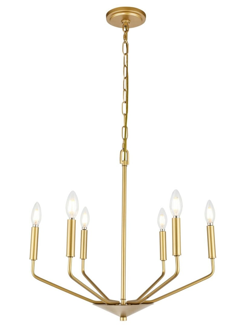 Living District Enzo Brass 6 Light Chandelier 22 inch (1 of 10)