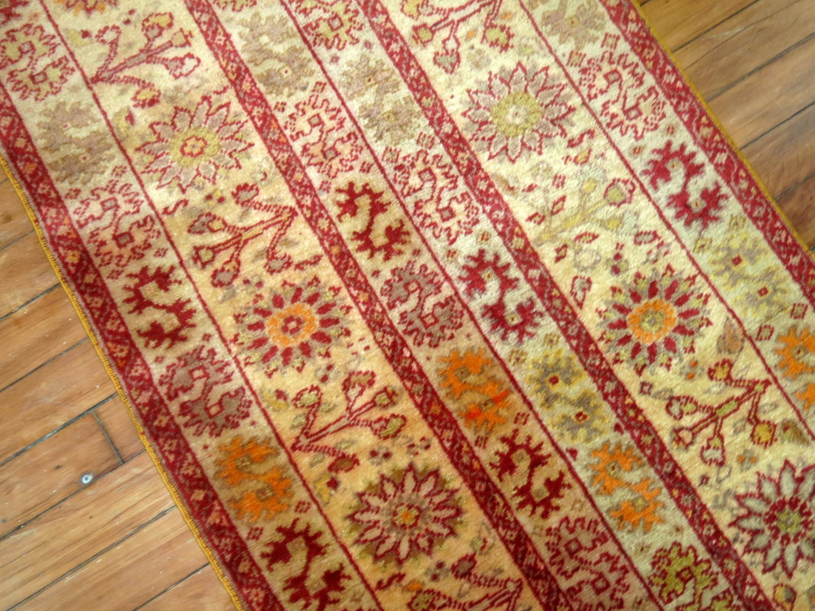 2' x 6' 5" Turkish Sivas Runner in Red and Gold: 2' x 6' 5" Turkish Sivas Runner in Red and Gold Early 20th century Turkish Sivas runner featuring a narrow format and a red and gold color palette. This pre-owned rug is identified as a Sivas runner. 