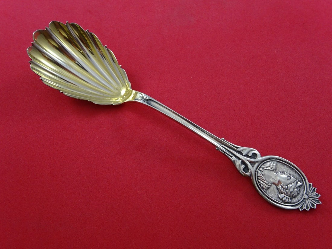 Wood & Hughes Medallion Diana Coin Silver Sugar Spoon 6 1/8" Shell Bowl: Wood & Hughes Medallion Diana Coin Silver Sugar Spoon 6 1/8" Shell Bowl Discover a stunning piece of history with this Medallion (aka Diana) sugar spoon from Wood & Hughes, crafted in the mid-19th cen