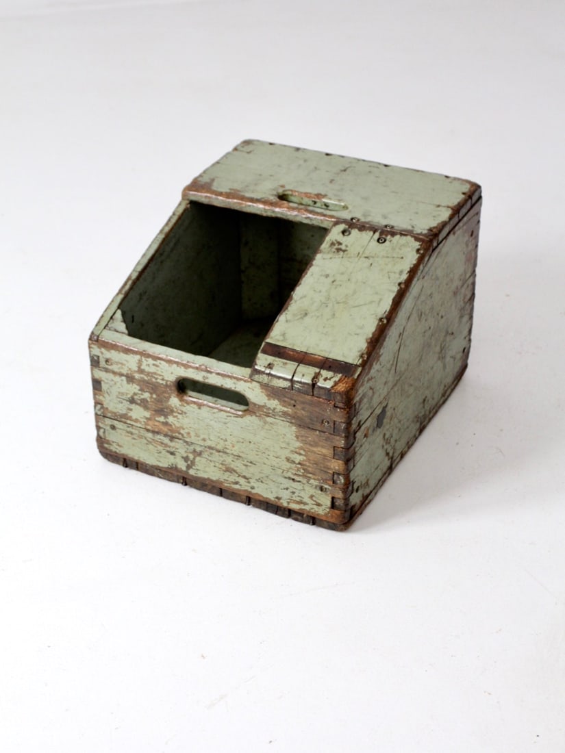 Vintage Primitive Wooden Trug Bin with Dovetail Joints (1 of 10)