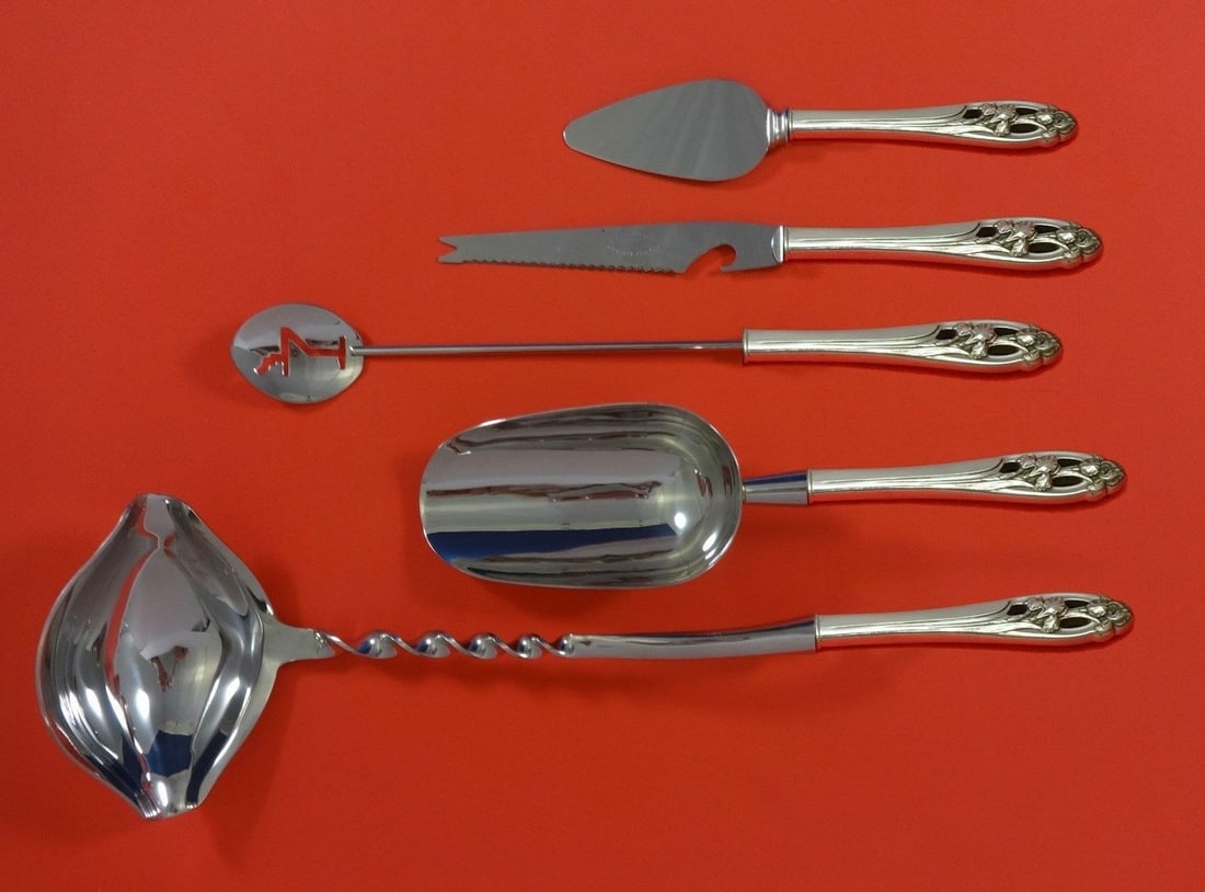 International Sterling Silver Iris 5pc Cocktail Bar Set (1 of 1)