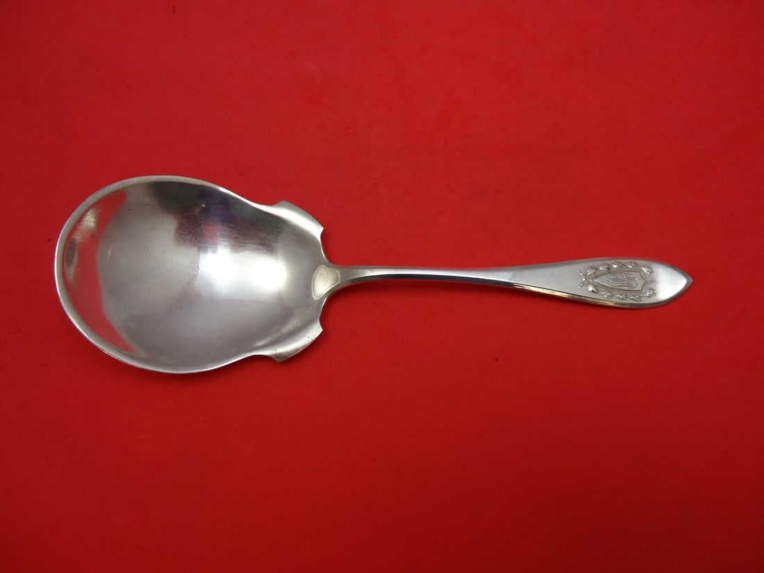 International Sterling Silver Napoleon Berry Spoon 8.5" Monogrammed: International Sterling Silver Napoleon Berry Spoon 8.5" Monogrammed This exquisite berry spoon, part of the Napoleon pattern by International, showcases timeless elegance and functionality. Crafted