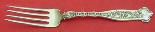 Whiting Dresden Sterling Silver Fork 7 Inch Monogrammed Flatware: Whiting Dresden Sterling Silver Fork 7 Inch Monogrammed Flatware This exquisite fork features the Dresden pattern by Whiting, crafted from high-quality sterling silver. Measuring 7 inches, this regula