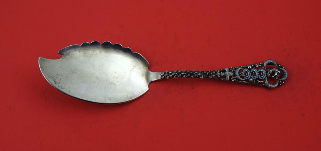 Enameled Sterling Ice Cream Server by French & Franklin 8.5": Enameled Sterling Ice Cream Server by French & Franklin 8.5" Elevate your serving experience with this exquisite Enameled Sterling Ice Cream Server by French and Franklin Mfg. Co. Measuring 8 1/2", th