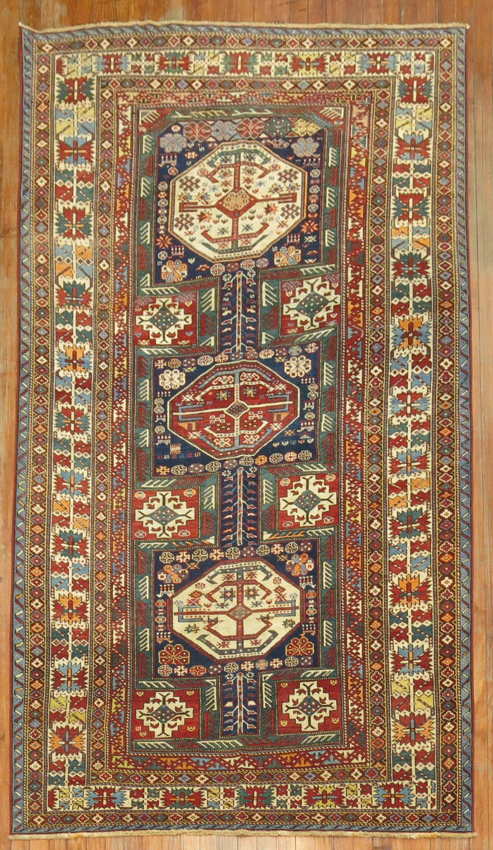 4' 8" x 8' 19th Century Shirvan Caucasian Rug (1 of 7)