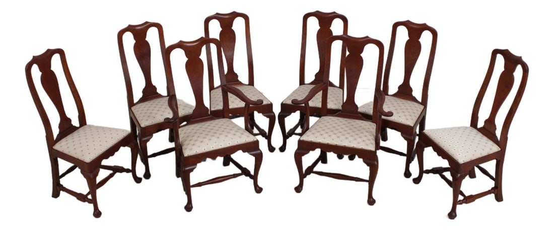 Eight Cherry Wood Dining Chairs by Eldred Wheeler Traditional Handcrafted Design Set of 8 (1 of 10)