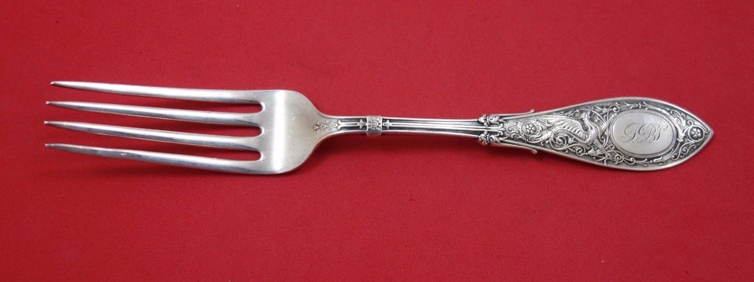 Whiting Arabesque Sterling Silver Dinner Fork Antique 7.5 Inch: Whiting Arabesque Sterling Silver Dinner Fork Antique 7.5 Inch This exquisite dinner fork from the Arabesque pattern by Whiting is crafted from high-quality sterling silver. Measuring 7 1/2 inches, it