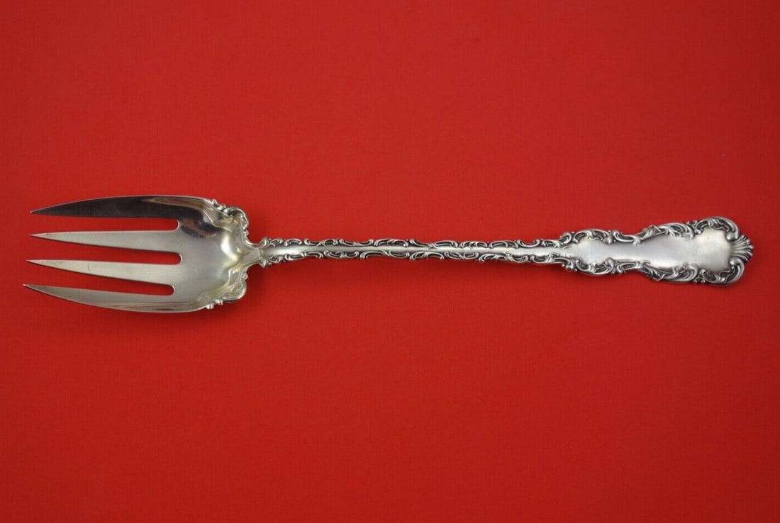 Whiting Gorham Louis XV Sterling Silver Salad Serving Fork 12 Inch: Whiting Gorham Louis XV Sterling Silver Salad Serving Fork 12 Inch Discover this exquisite 12" salad serving fork crafted in the classic Louis XV pattern by Whiting, made from high-quality sterling si