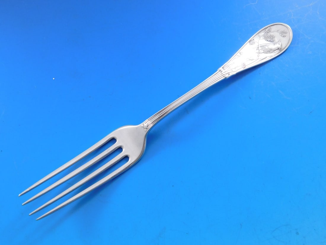Tiffany & Co Japanese Pattern Sterling Silver Junior Fork 6 1/4": Tiffany & Co Japanese Pattern Sterling Silver Junior Fork 6 1/4" This exquisite Japanese pattern junior fork by Tiffany & Co. is crafted from high-quality sterling silver. Measuring 6 1/4 inches, this