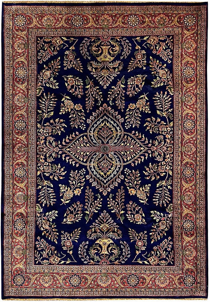 Handmade Sarouk Rug 6.6 x 9.10 Feet Luxurious Wool: Handmade Sarouk Rug 6.6 x 9.10 Feet Luxurious Wool Free continental US Shipping Enhance your living space with this exquisite 6.6 x 9.10 Sarouk rug, meticulously handmade from lustrous wool. This qual