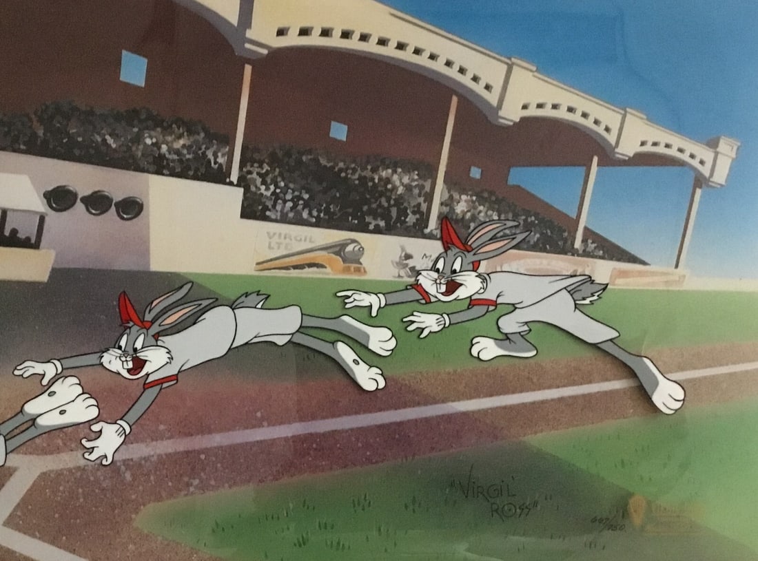 Virgil Ross signed numbered Bugs Bunny baseball cel - 4