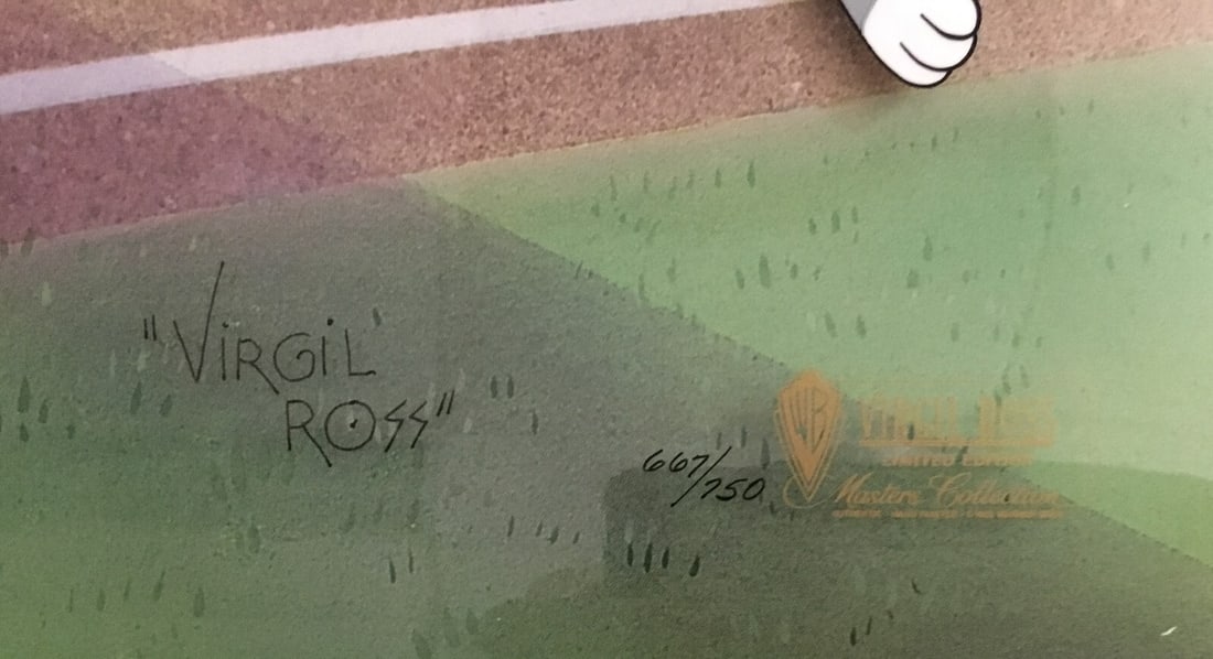 Virgil Ross signed numbered Bugs Bunny baseball cel - 5
