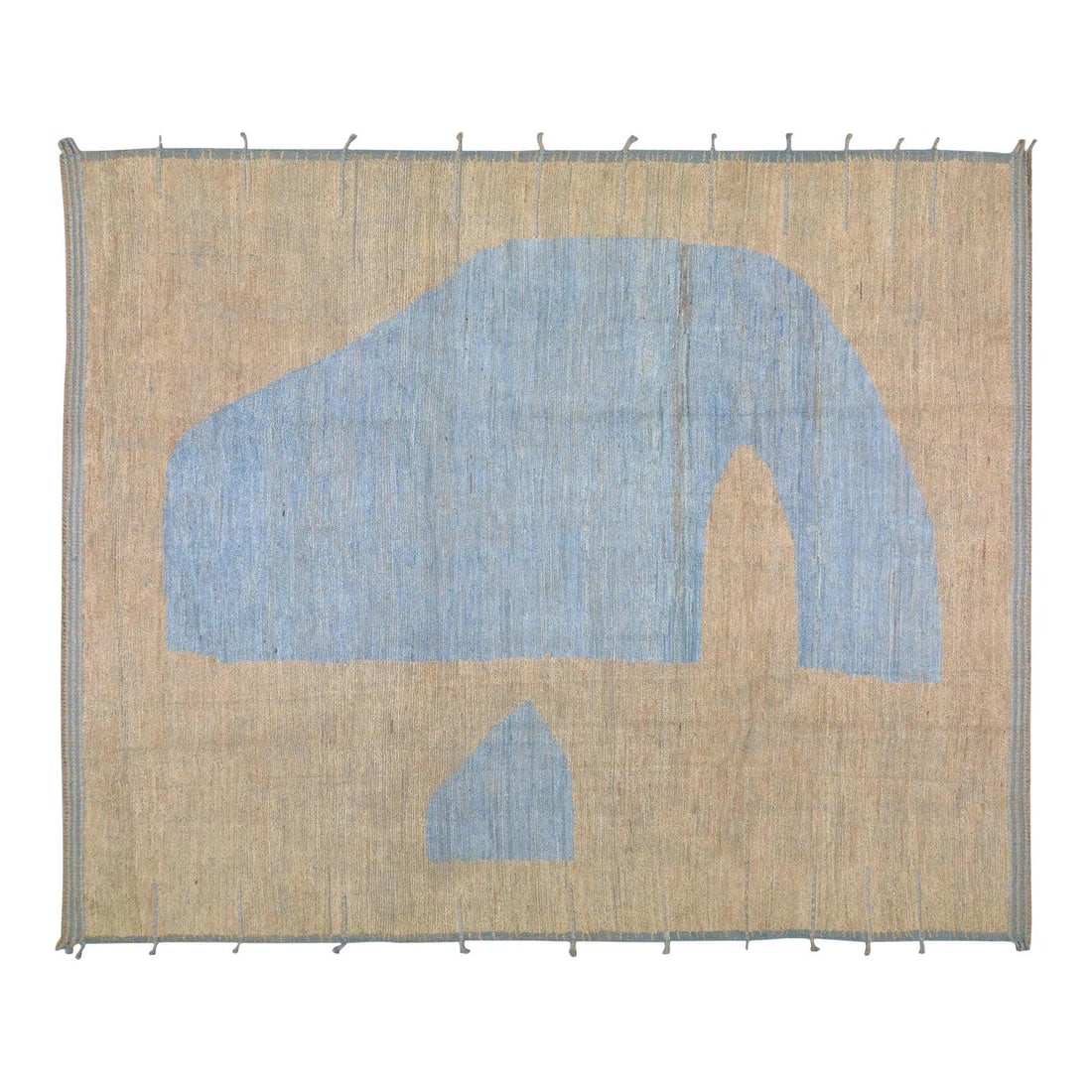 Organic Wool Moroccan Azilal Soft Hand Knotted Rug 9'5" x 11'9": Organic Wool Moroccan Azilal Soft Hand Knotted Rug 9'5" x 11'9" This Moroccan Azilal rug from the 1990s features a hand-knotted construction with a soft texture. Made from organic wool, it showcases n