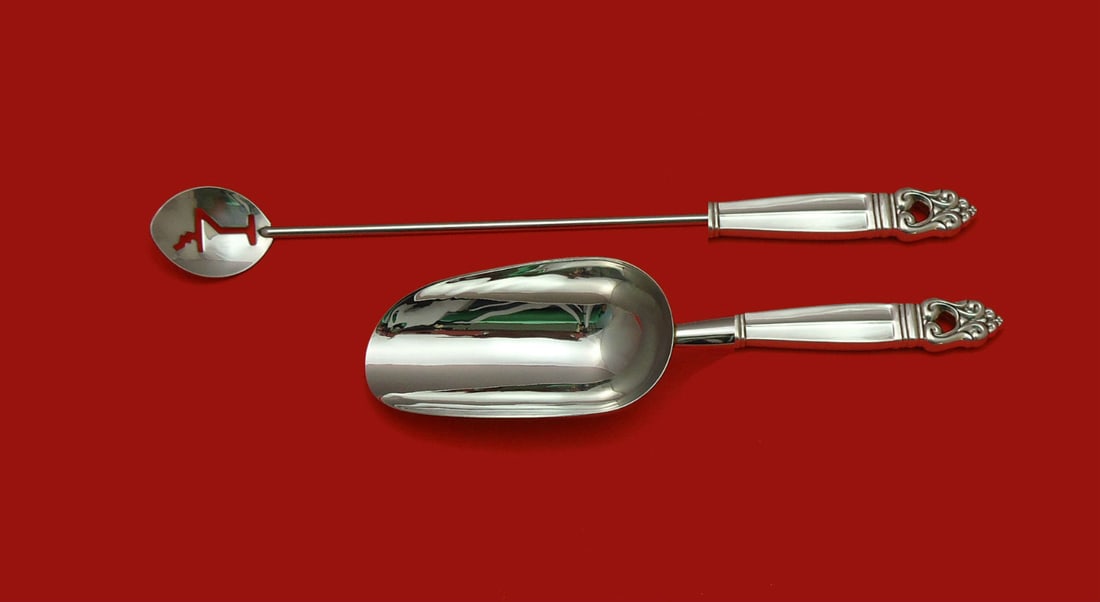 2 Piece Sterling Bar Set International Royal Danish HHWS: 2 Piece Sterling Bar Set International Royal Danish HHWS A 2-piece Royal Danish bar set by International in sterling silver. This custom-made set features a sterling silver hollow handle with stainles
