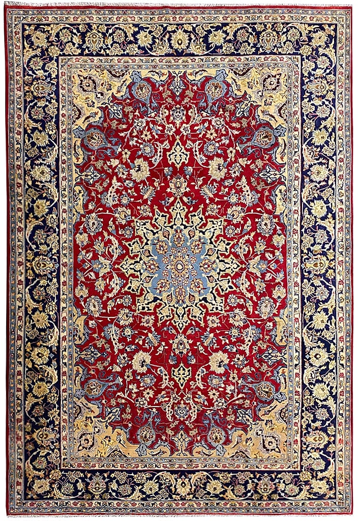Persian Esfahan Najafabad Handmade Wool Rug 10.0 x 14.0 ft: Persian Esfahan Najafabad Handmade Wool Rug 10.0 x 14.0 ft Free continental US Shipping Enhance your space with this exquisite 10.0 x 14.0 Persian Esfahan Najafabad wool handmade rug. Crafted with met