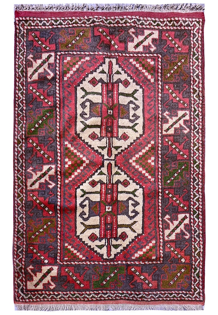 Vibrant Coral 2'10 x 4'3 Afghan Handmade Wool Tribal Rug: Vibrant Coral 2'10 x 4'3 Afghan Handmade Wool Tribal Rug Free continental US Shipping Enhance your living space with this stunning 2' 10" x 4' 3" Coral Afghan Handmade Wool Pile Tribal Rug. Crafted by