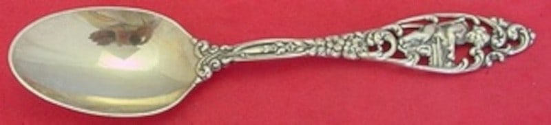 Sterling Silver Teaspoon Labors of Cupid Pattern by Dominick & Haff 6 Inch: Sterling Silver Teaspoon Labors of Cupid Pattern by Dominick & Haff 6 Inch This is a sterling silver teaspoon in the Labors of Cupid multi-motif pattern by Dominick & Haff. Measuring 6 inches in lengt