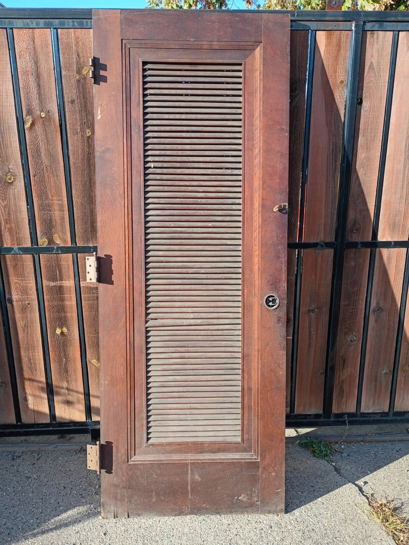 79.5x30.25 Antique Wood Pantry Door with Louvered Vent Panels (1 of 12)