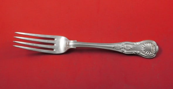 Sterling Silver 8 Dinner Fork Wm. Eley and Wm. Fearn Kings: Sterling Silver 8 Dinner Fork Wm. Eley and Wm. Fearn Kings An English sterling silver dinner fork in the Kings pattern by Wm. Eley and Wm. Fearn. It is not monogrammed and is in excellent pre-owned co