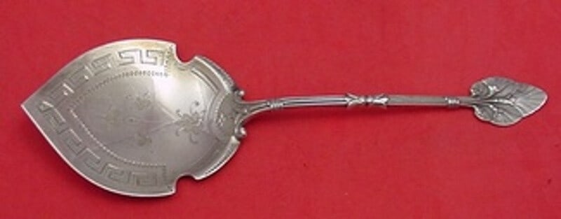 Whiting Lotus Sterling Silver Bright Cut Waffle Server 9 1/2 in: Whiting Lotus Sterling Silver Bright Cut Waffle Server 9 1/2 in Sterling silver waffle server in the Lotus pattern by Whiting. It features bright-cut decoration, a monogram on the reverse that may var