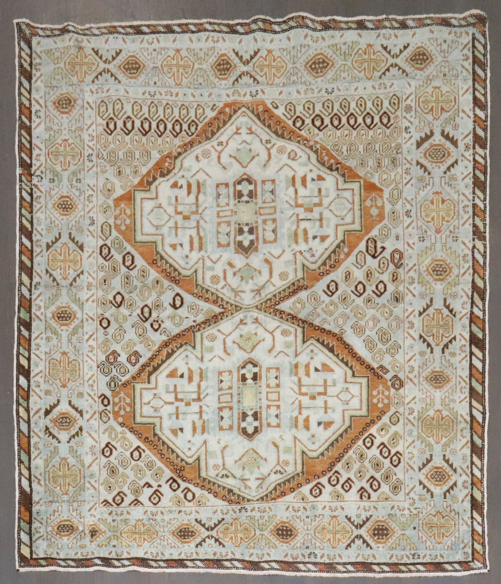 4' 8" x 5' 6" Square Persian Afshar Accent Rug: 4' 8" x 5' 6" Square Persian Afshar Accent Rug Early 20th century Persian Afshar accent rug with a square form and intricate geometric patterning. This pre-owned rug is presented as an antique decorat