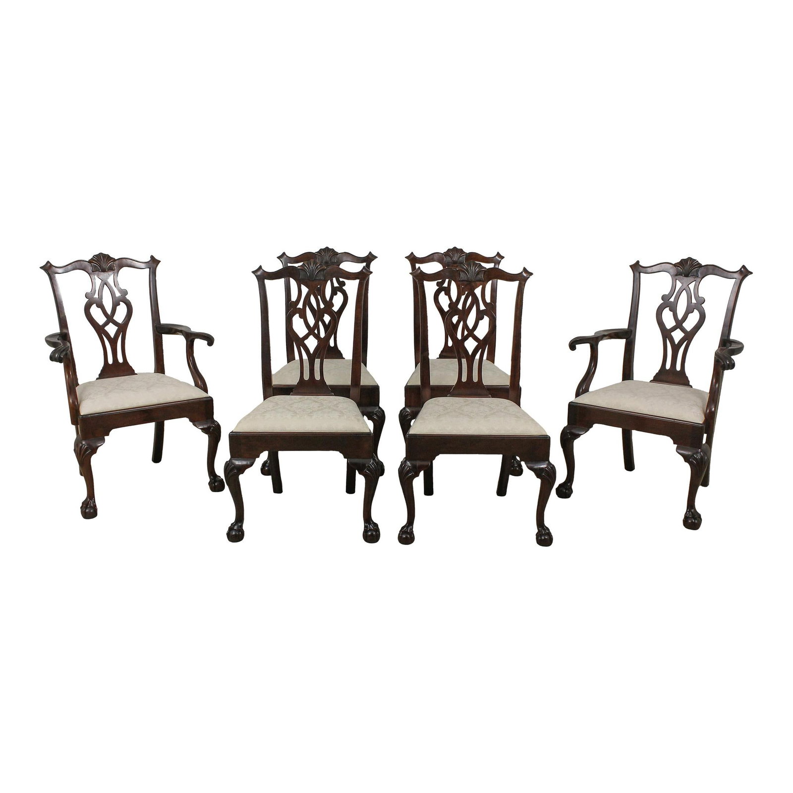 Set of 6 Stickley Chippendale Mahogany Dining Chairs Ball & Claw: Set of 6 Stickley Chippendale Mahogany Dining Chairs Ball & Claw Elevate your dining experience with this exquisite set of 6 Stickley Chippendale Ball & Claw Dining Chairs. Crafted from solid mahogany