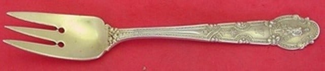 Tiffany & Co. Renaissance Sterling Silver Salad Fork 3-Tine Gold Washed: Tiffany & Co. Renaissance Sterling Silver Salad Fork 3-Tine Gold Washed This elegant salad fork from the Renaissance pattern by Tiffany & Co. features a classic 3-tine design with a 2-hole detail and 
