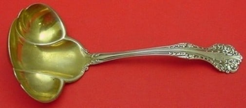 Alvin Florentine Sterling Silver Gravy Ladle Gold Washed 6.5" Monogrammed (1 of 2)