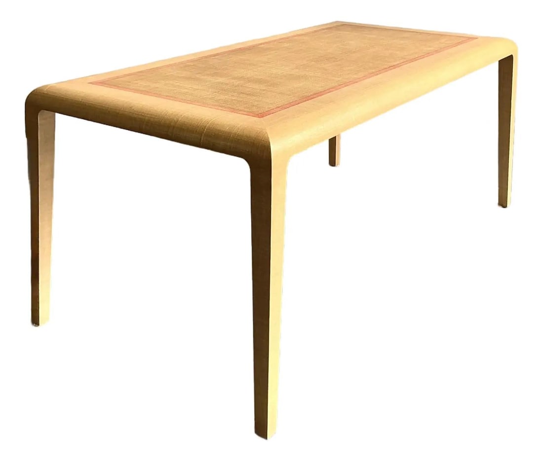 Grasscloth Parson Style Dining Table by Harrison Van Horn Vintage Honey Lacquered Finish (1 of 10)
