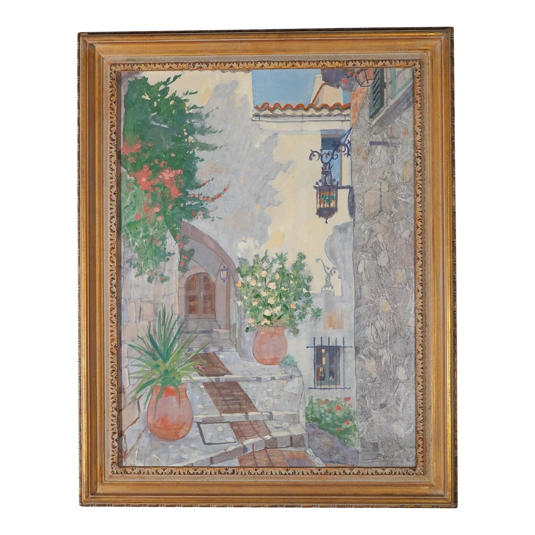 Signed William Benecke Street in Eze Oil on Canvas (1 of 10)