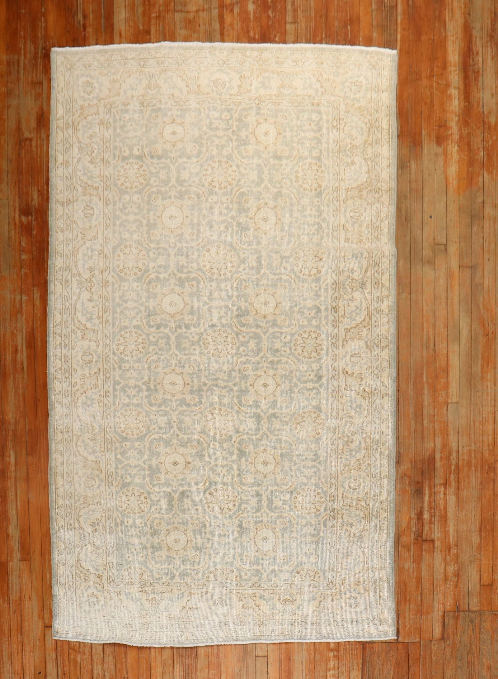 5' 6" x 9' 8" Turkish Sparta Rug Light Green Mid 20th Century: 5' 6" x 9' 8" Turkish Sparta Rug Light Green Mid 20th Century Vintage Turkish Sparta rug from the mid 20th century with an evenly worn surface and a light green colorway. Pre-owned. Specifications Ite