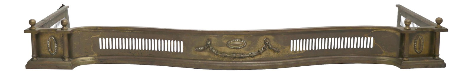 Elegant Brass Fireplace Fender with Medallions and Swag Trim (1 of 10)
