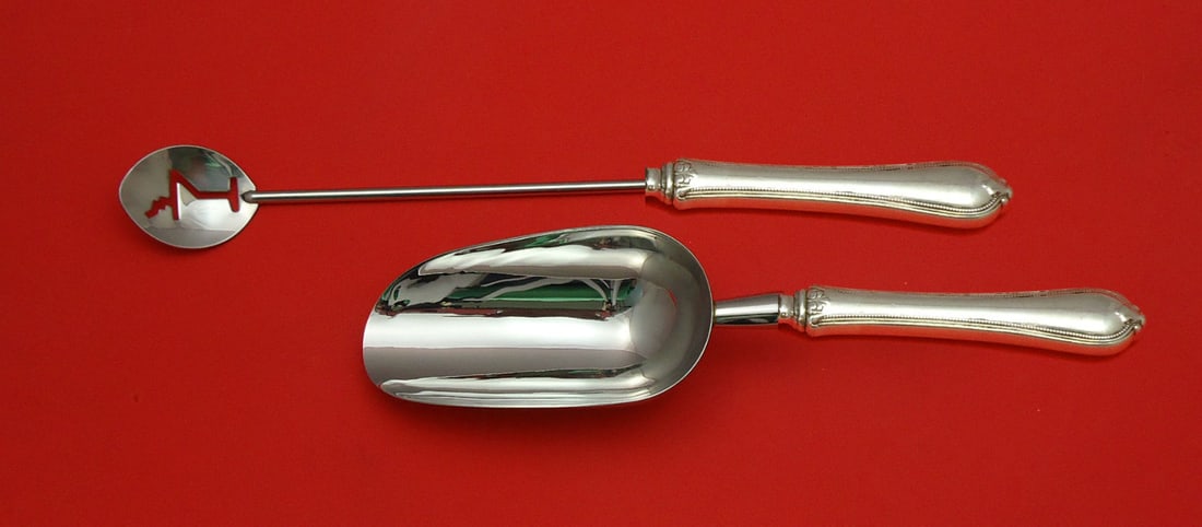 Towle Old Newbury Sterling Silver 2pc Bar Set Martini Spoon Ice Scoop: Towle Old Newbury Sterling Silver 2pc Bar Set Martini Spoon Ice Scoop This two-piece sterling silver bar set from Towle features the Old Newbury pattern, inspired by the elegant styling of Boston's Ne