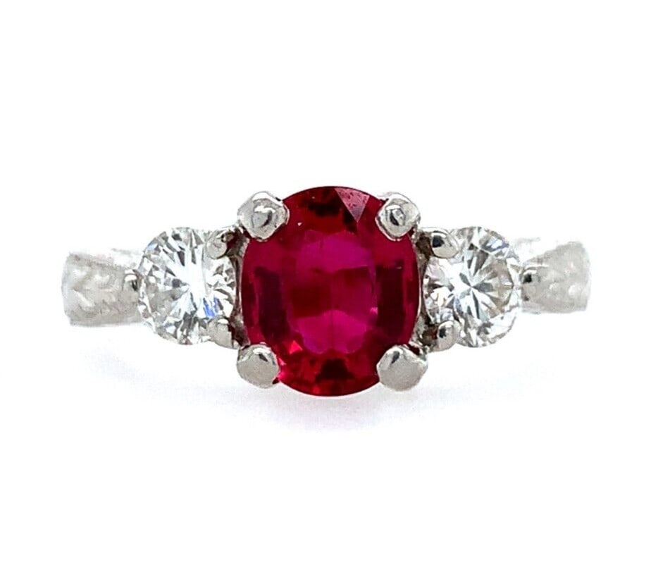 GIA Certified Platinum 1.10ct Burmese Ruby Ring with Diamonds Size 4.5 (1 of 10)