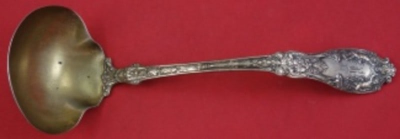 Gorham Paris sterling silver soup ladle gold washed 11": Gorham Paris sterling silver soup ladle gold washed 11" Sterling silver soup ladle in the Paris pattern by Gorham. This pre-owned piece dates to the 1900-1940 period, was made in the United States, an