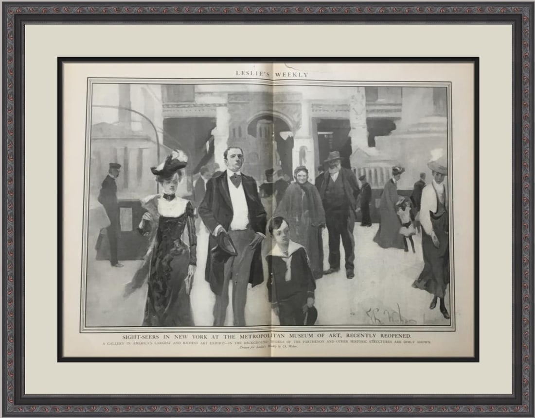 Framed Leslie's Weekly Metropolitan Museum of Art Illustration (1 of 2)
