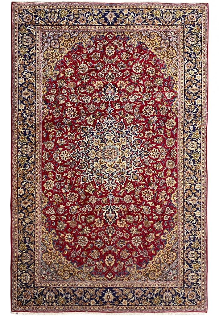 9.8 x 14 Persian Esfahan Najafabad Wool Carpet: 9.8 x 14 Persian Esfahan Najafabad Wool Carpet Free continental US Shipping Enhance your living space with this exquisite 9.8 x 14 Genuine Persian Rug, expertly crafted in Esfahan Najafabad. Made from