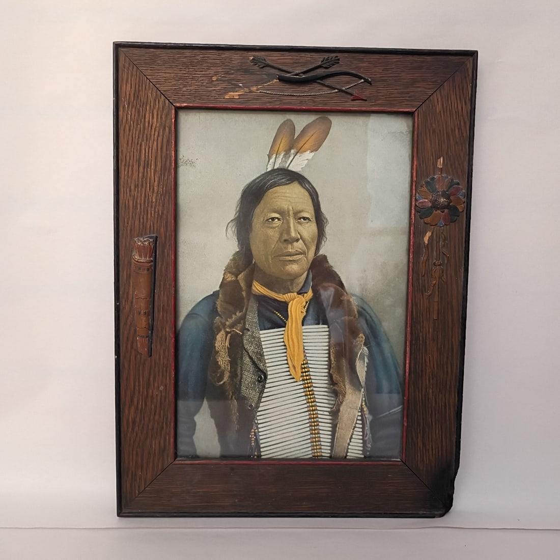 Antique Dakota Sioux Chief Fire Lightning Lithograph Framed Native American Art (1 of 13)