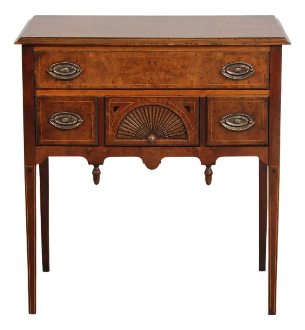 Sheraton Style Burl Elm Console Table with Drawer 31w x 18d x 33.5h (1 of 10)